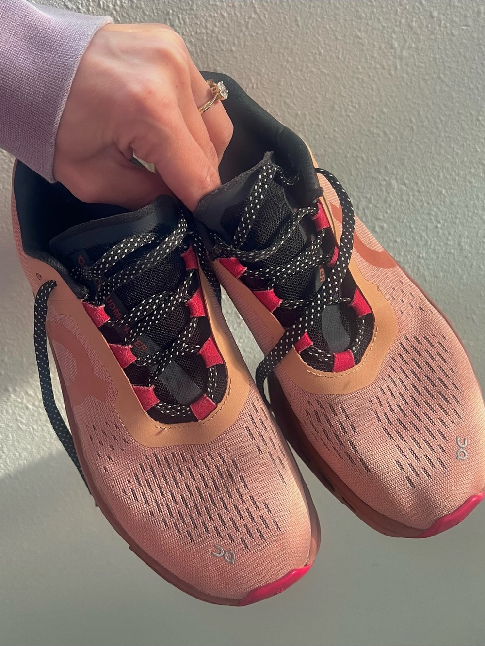 On Running Women's Cloudmonster in Peach and Hot Pink - Picture 4 of 6